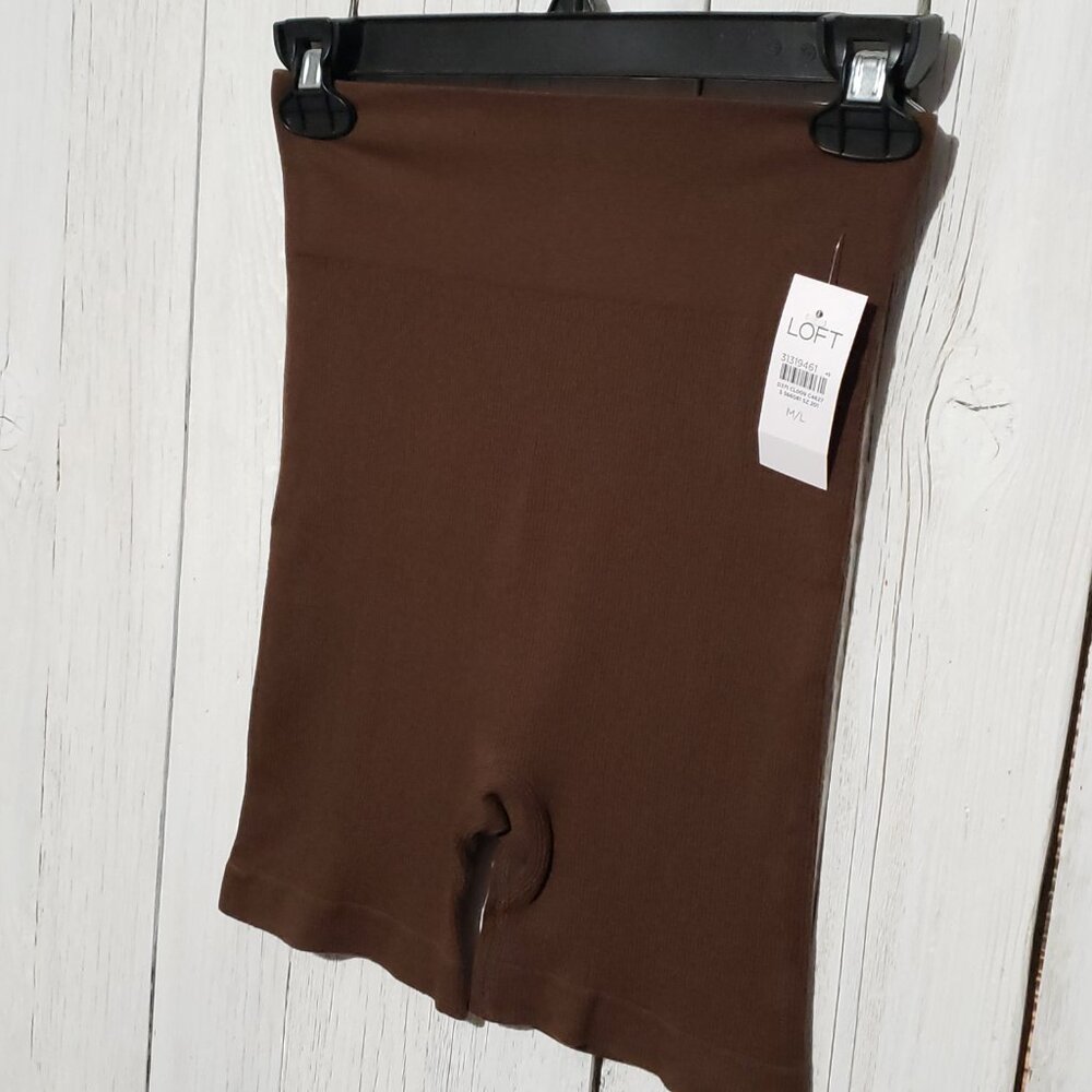 NEW Loft M L Shorts Brown Daydream Seamless High Waist Boy Biker Bike - Picture 2 of 5